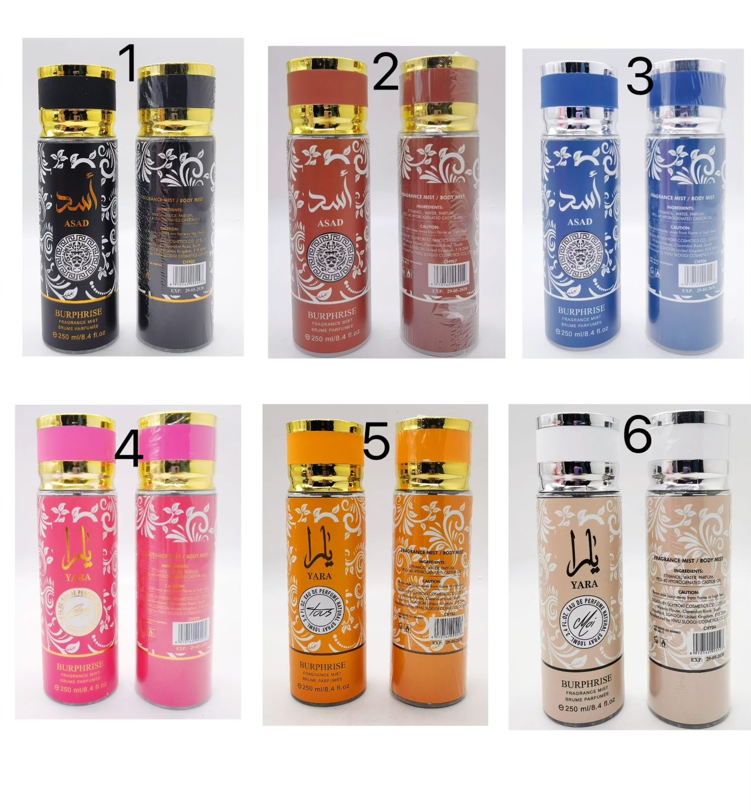 12x Mix Set Body Mist 250ml