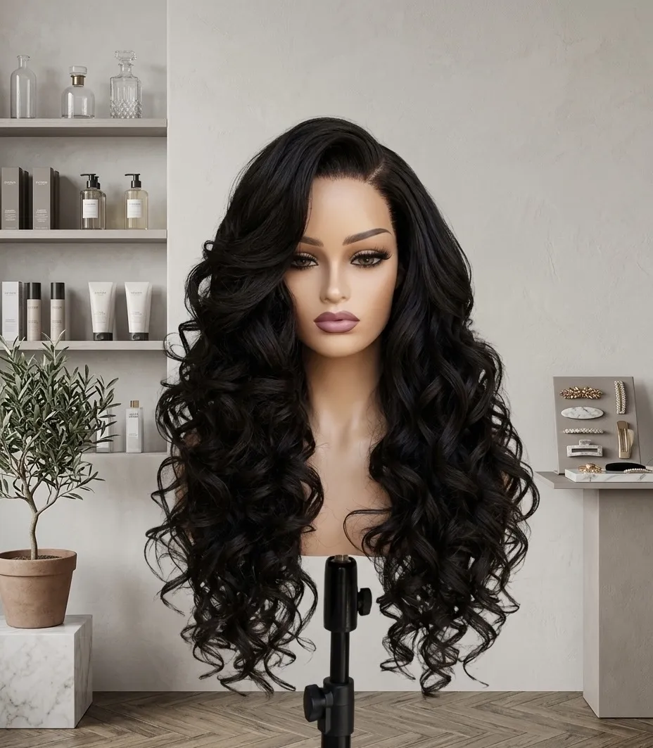 20 Inch bouncy Curls Human Blend Full Frontal